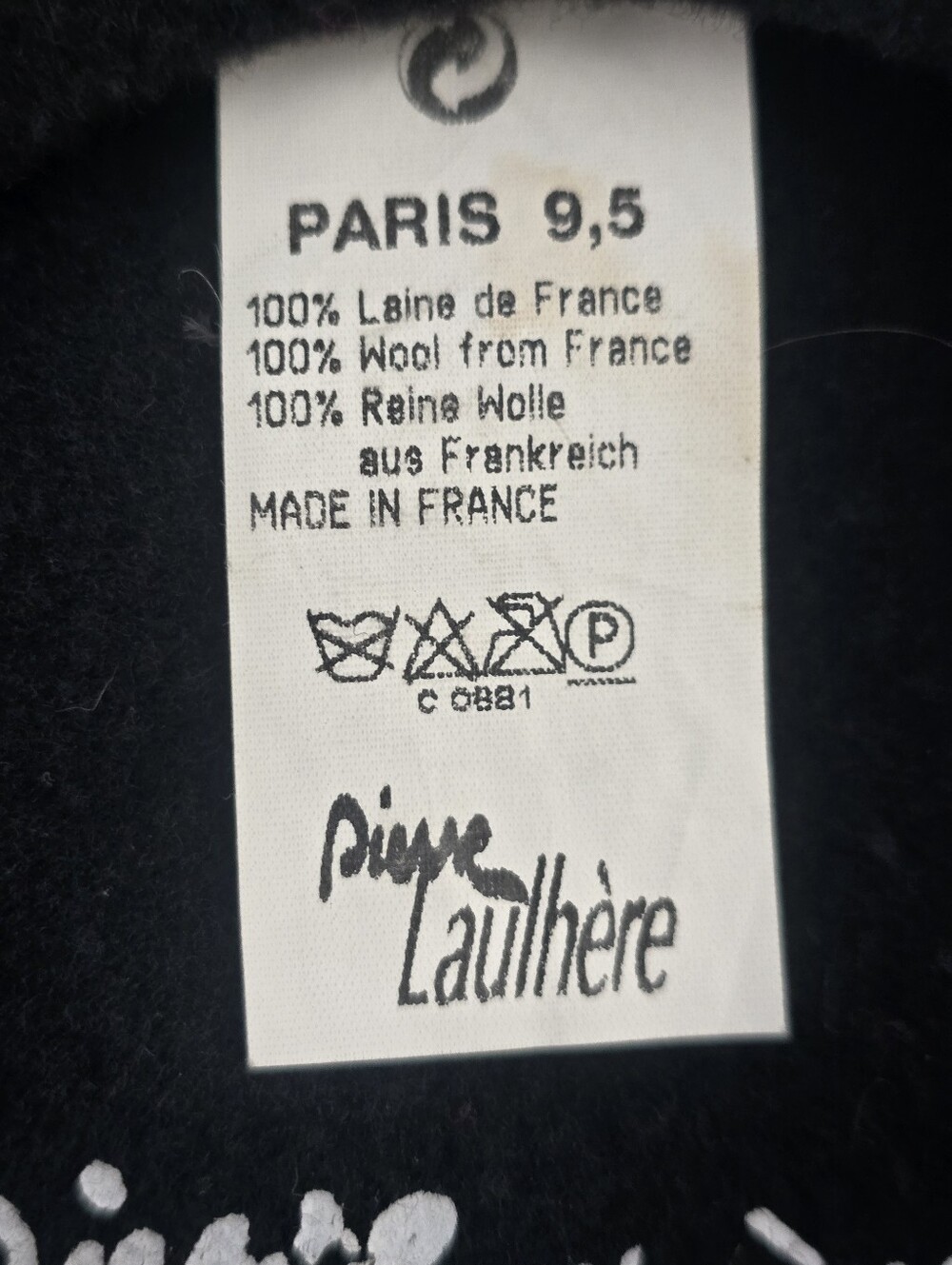 Vintage Pierre Lauthère Paris Black Wool Beret Hat Made in France Size 9.5 - Picture 5 of 5